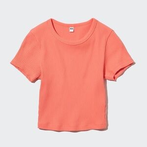 Uniqlo Ribbed Crew Neck Short Sleeve Crop TShirt